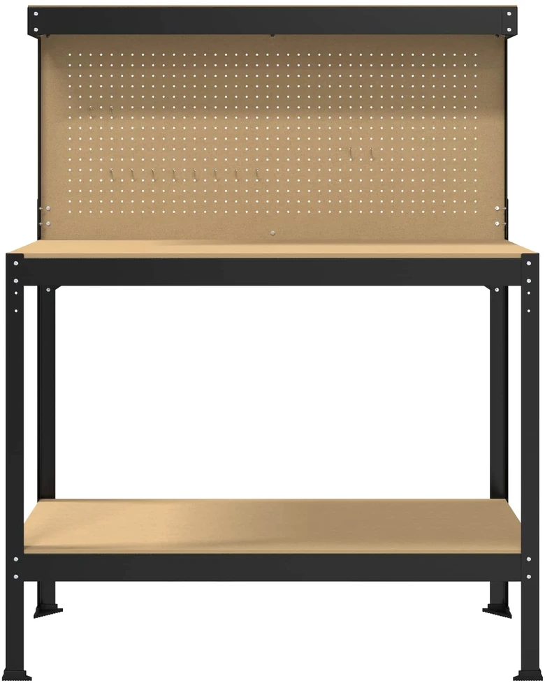 Darbo stalas su lentyna su saugykla Juodas 114 x 54 x 145 cm
