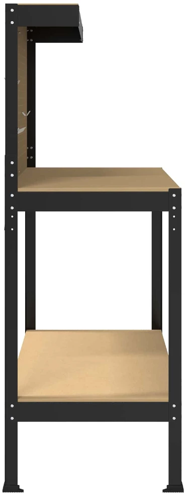 Darbo stalas su lentyna su saugykla Juodas 114 x 54 x 145 cm