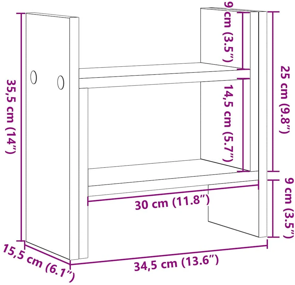 Darbo stalo organizatorius Juodojo ąžuolo 50 x 15,5 x 35,5 cm