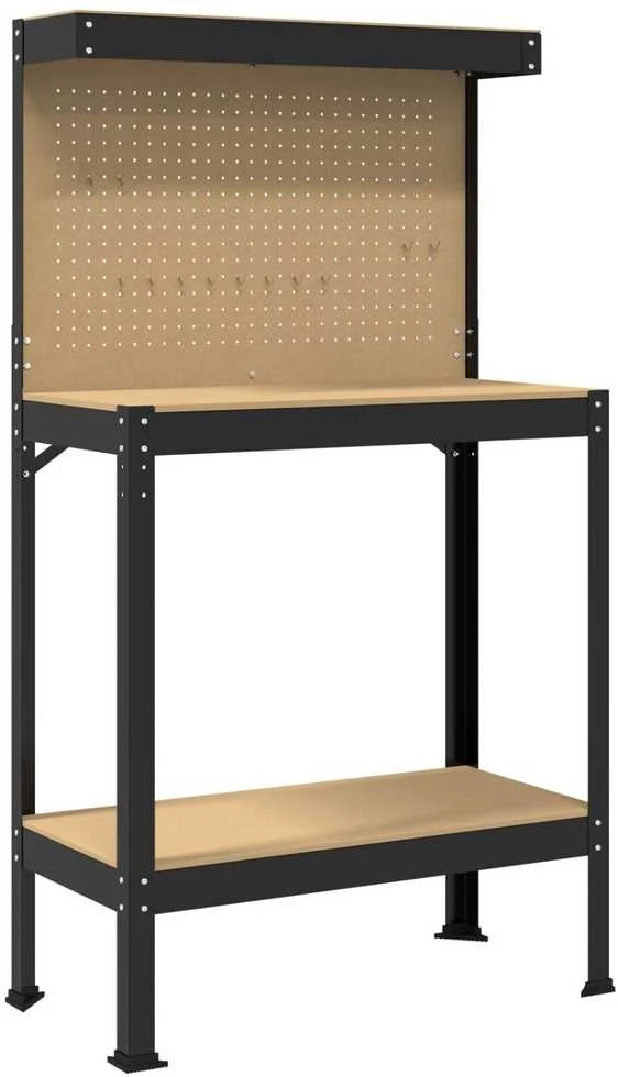 Darbo stalas su lentyna su saugykla Juodas 81 x 41 x 145 cm