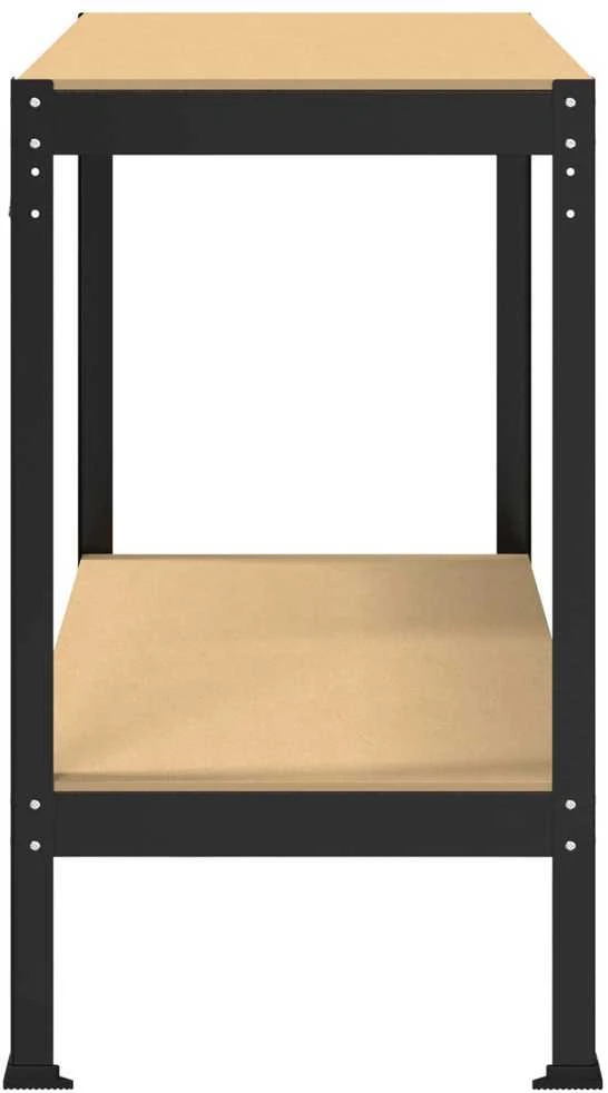Darbo stalas su lentyna su saugykla Juodas 115 x 55 x 91 cm
