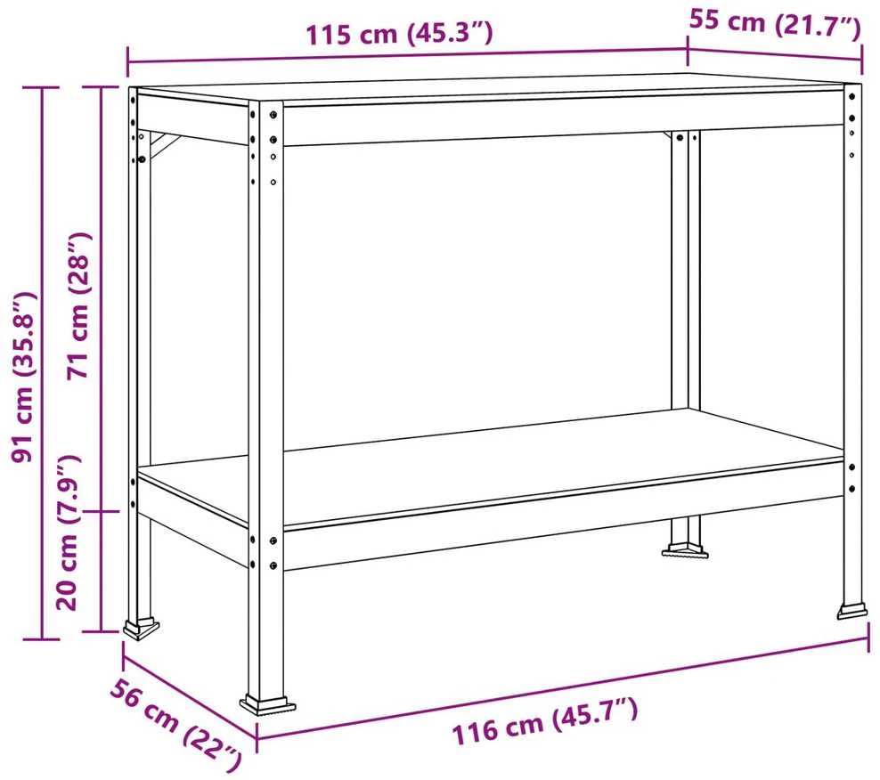 Darbo stalas su lentyna su saugykla Juodas 115 x 55 x 91 cm