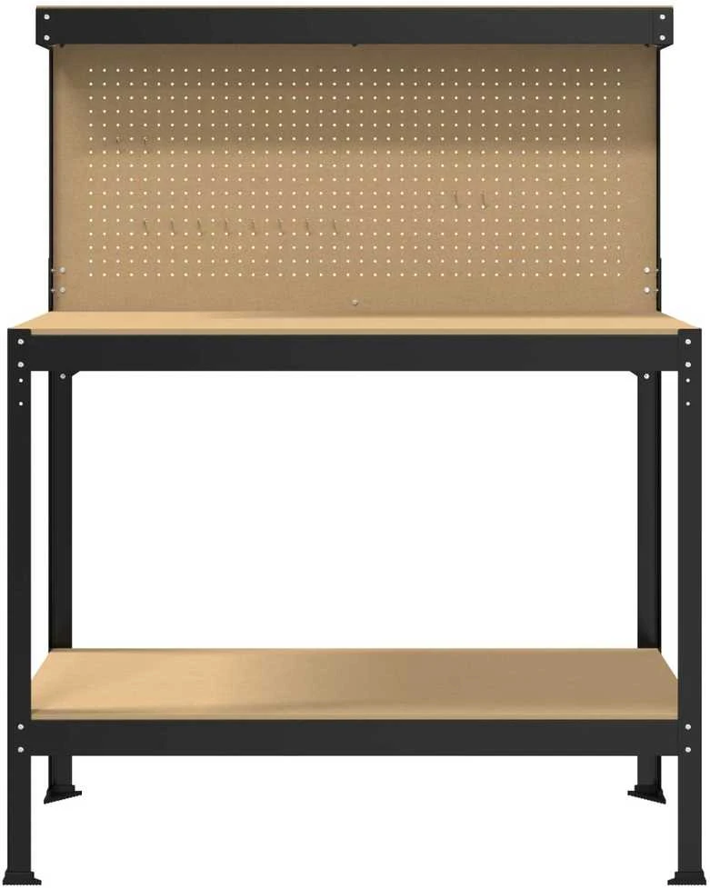 Darbo stalas su lentyna su saugykla Juodas 114 x 54 x 145 cm