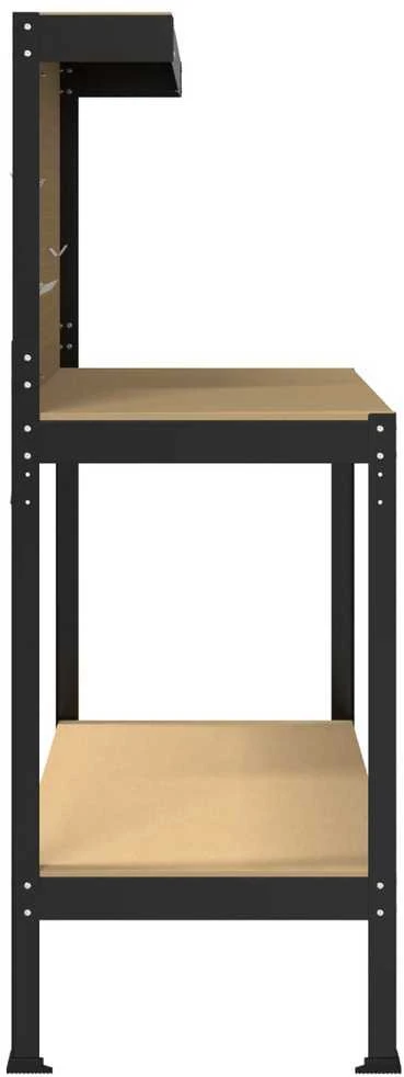 Darbo stalas su lentyna su saugykla Juodas 114 x 54 x 145 cm