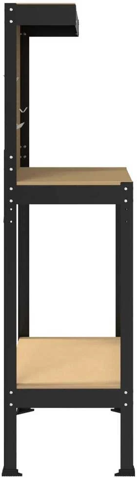 Darbo stalas su lentyna su saugykla Juodas 81 x 41 x 145 cm