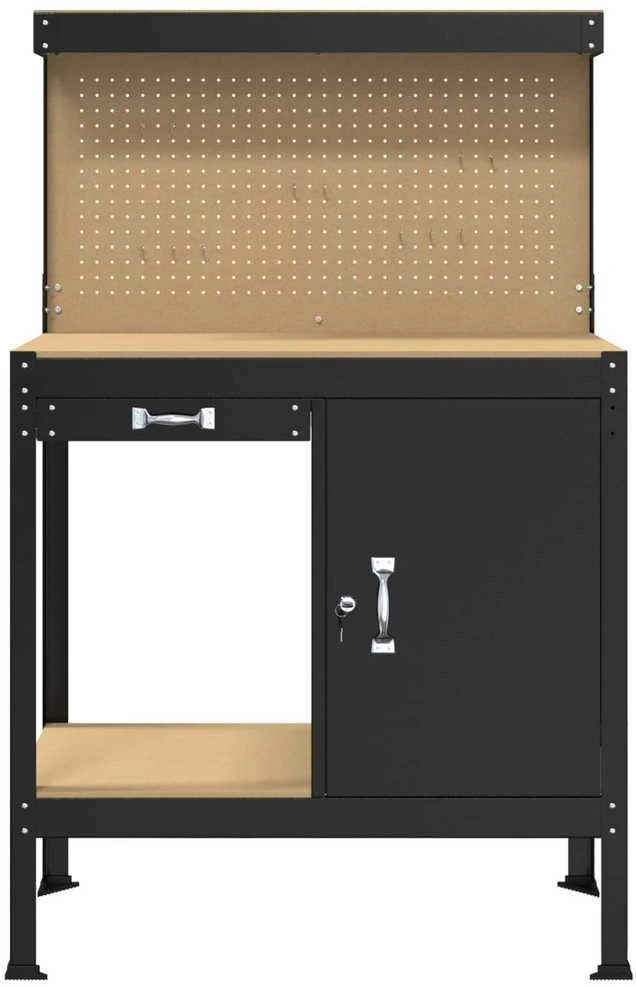 Darbo stalas su stalčių su lentyna Juodas 90 x 49 x 141 cm