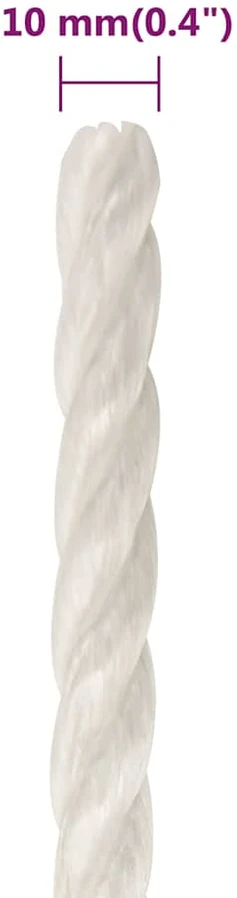 Darbo virvė, baltos spalvos, 10mm, 25m, polipropilenas