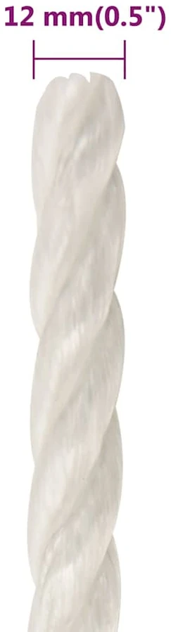 Darbo virvė, baltos spalvos, 12mm, 250m, polipropilenas