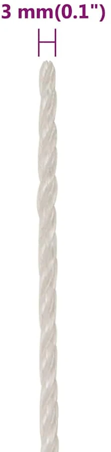 Darbo virvė, baltos spalvos, 3mm, 100m, polipropilenas