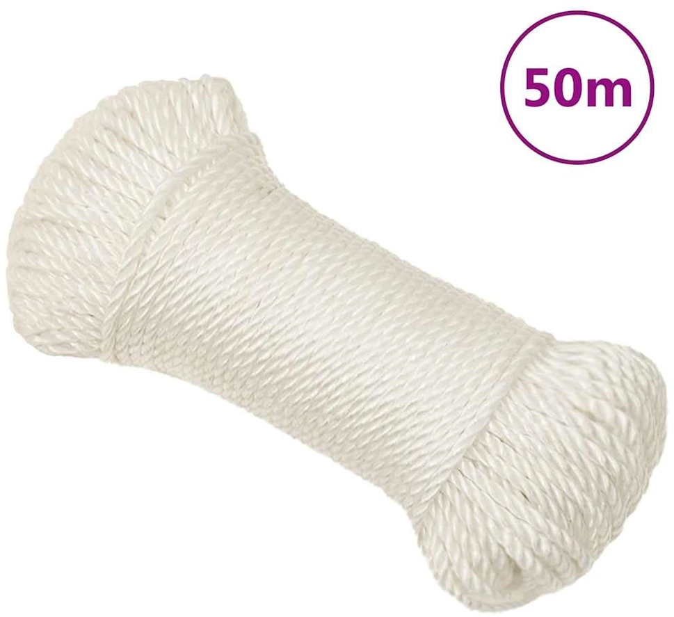 Darbo virvė, baltos spalvos, 3mm, 50m, polipropilenas