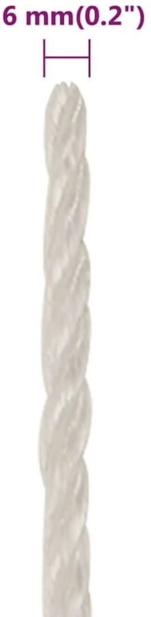 Darbo virvė, baltos spalvos, 6mm, 100m, polipropilenas