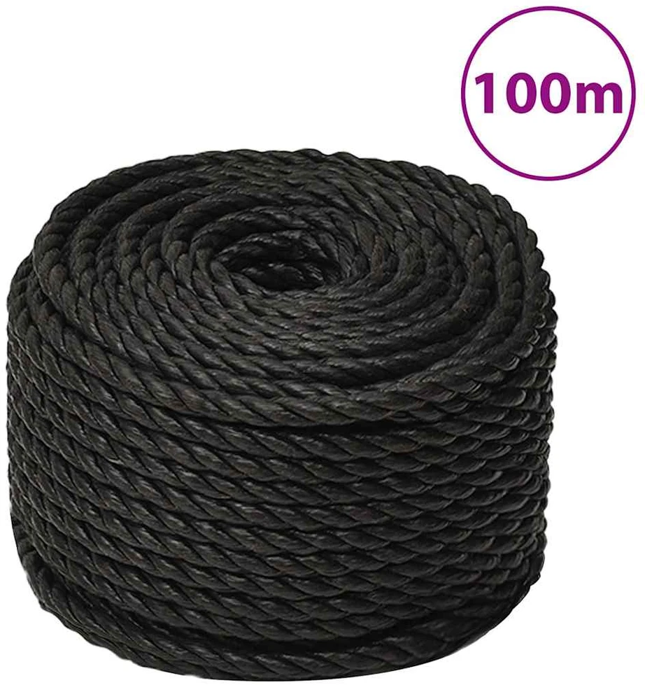 Darbo virvė, juodos spalvos, 10mm, 100m, polipropilenas