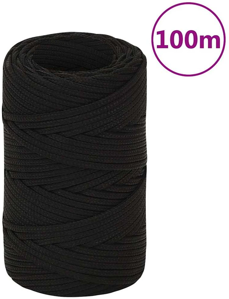 Darbo virvė, juodos spalvos, 2mm, 100m, poliesteris