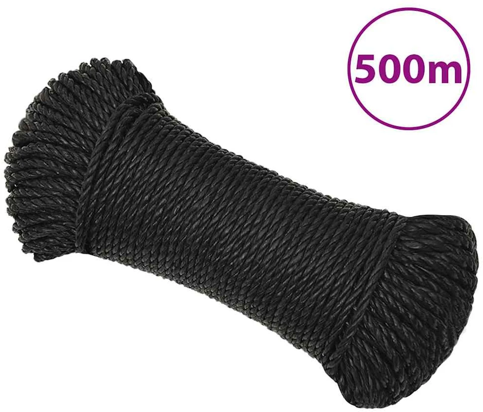Darbo virvė, juodos spalvos, 3mm, 500m, polipropilenas