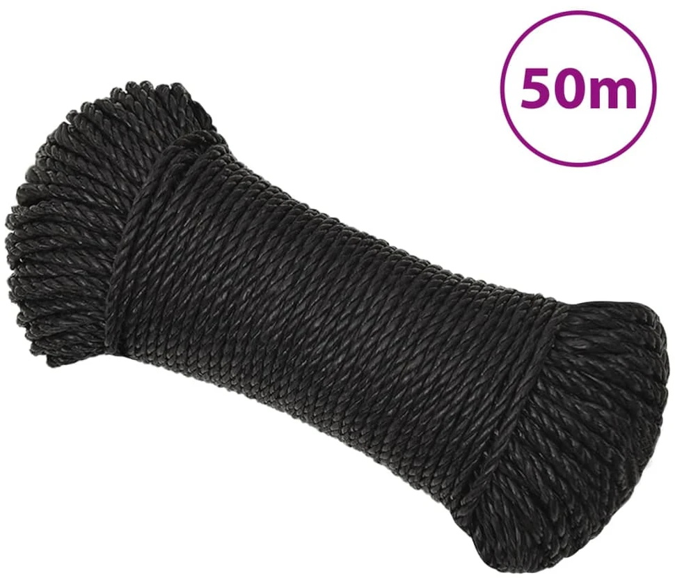 Darbo virvė, juodos spalvos, 6mm, 50m, polipropilenas