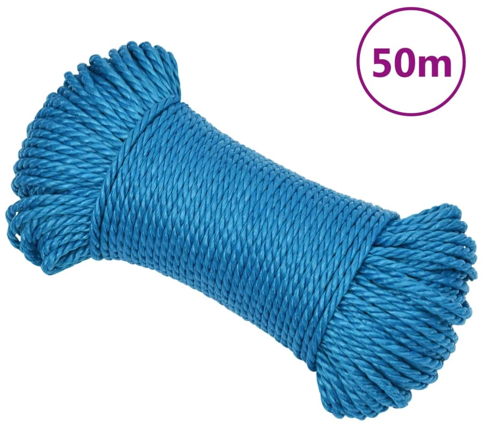 Darbo virvė, mėlynos spalvos, 6mm, 50m, polipropilenas