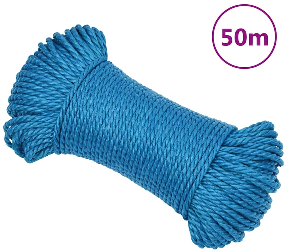 Darbo virvė, mėlynos spalvos, 8mm, 50m, polipropilenas