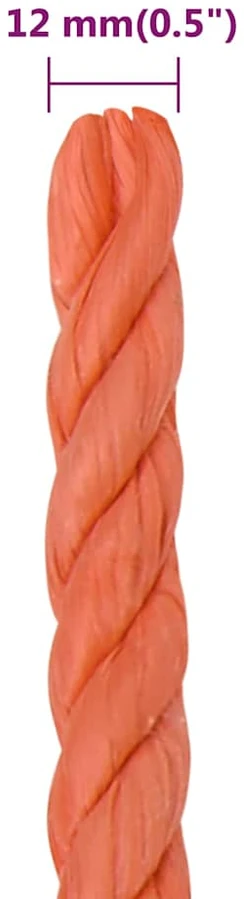 Darbo virvė, oranžinės spalvos, 12mm, 25m, polipropilenas