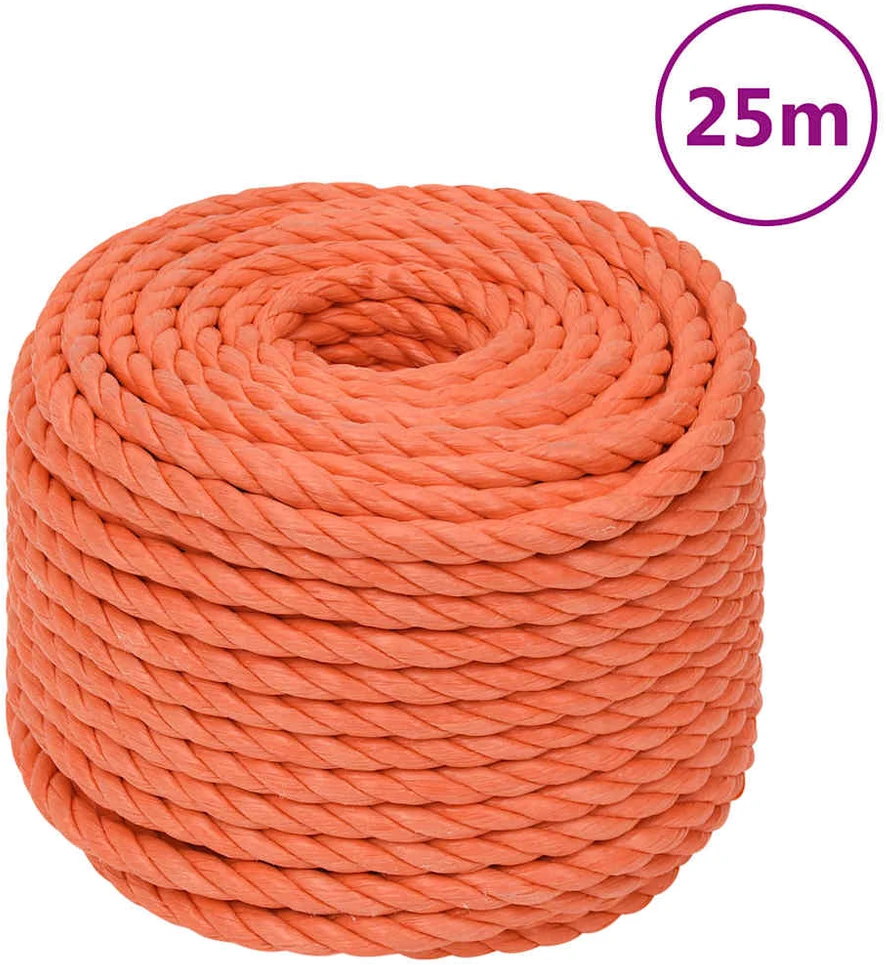 Darbo virvė, oranžinės spalvos, 14mm, 25m, polipropilenas