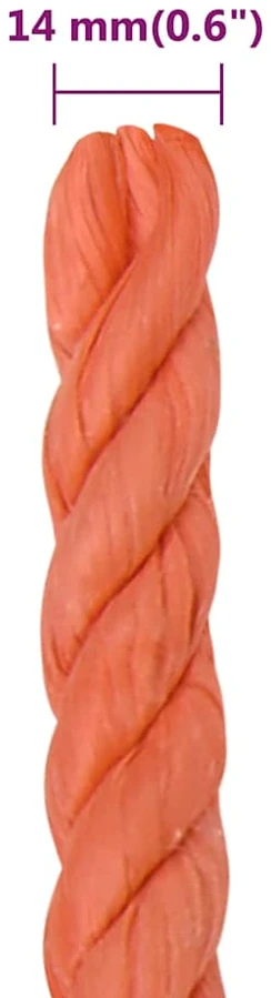 Darbo virvė, oranžinės spalvos, 14mm, 25m, polipropilenas