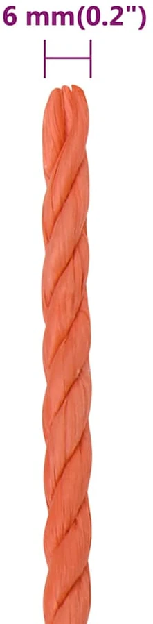 Darbo virvė, oranžinės spalvos, 6mm, 25m, polipropilenas