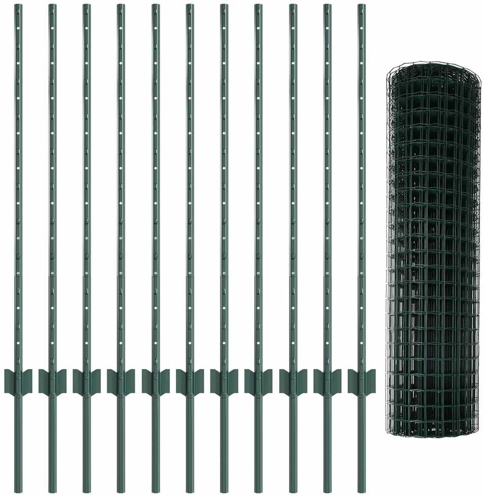 Euro tvoros su stulpu 25 x 1 m PVC dengtas plienas Žalia