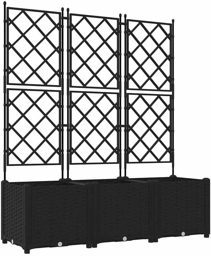 Sodo vazonas 3 vnt. Juoda 120 x 40 x 143 cm PP