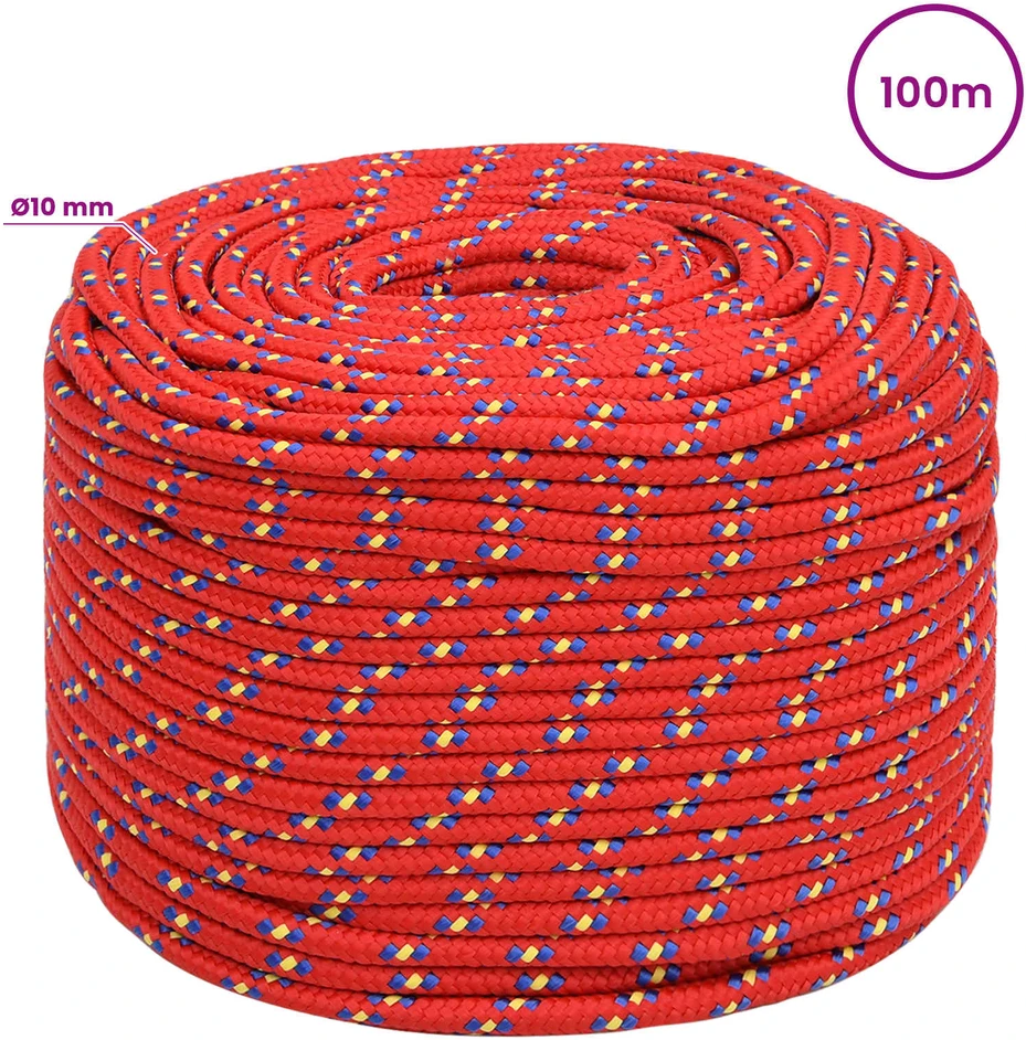 Daugiafunkcinė buitinė virvė 10 mm 100 m Raudona PP