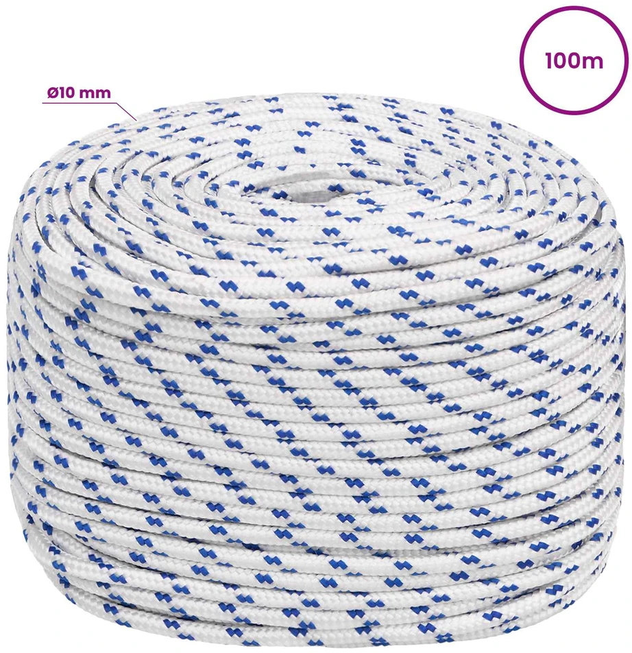 Daugiafunkcinė buitinė virvė 10 mm 100 m Balta ir mėlyna PP