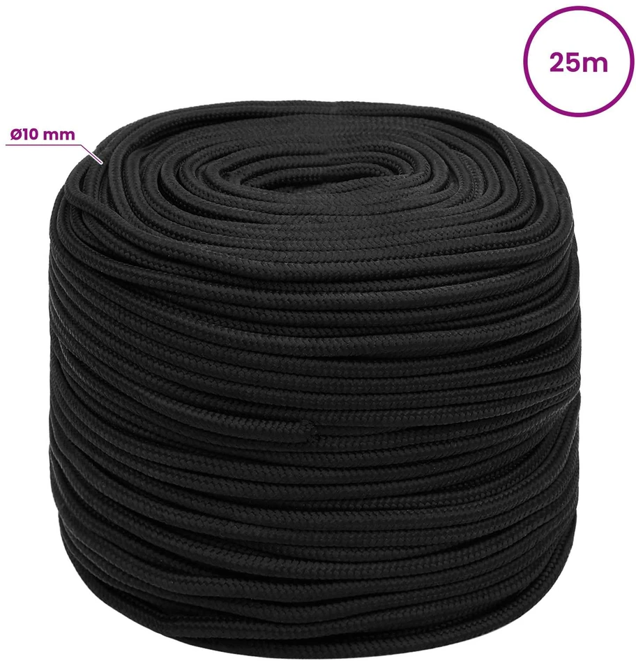 Daugiafunkcinė buitinė virvė 10 mm 25 m Juoda PP