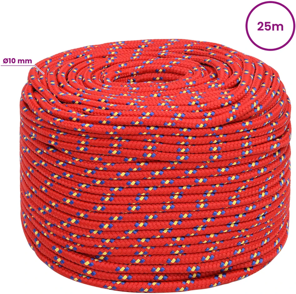 Daugiafunkcinė buitinė virvė 10 mm 25 m Raudona PP