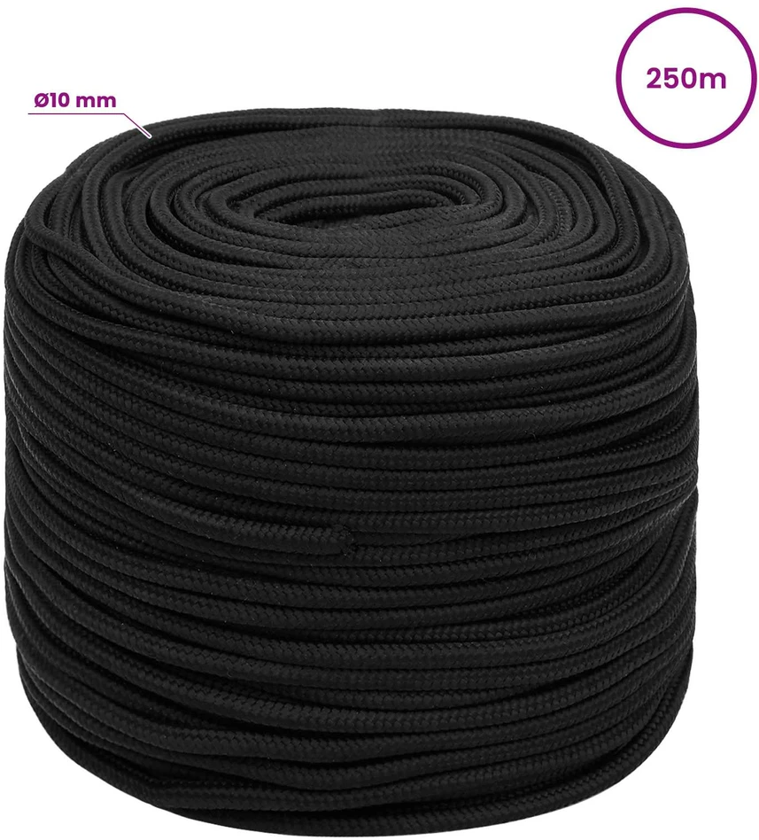 Daugiafunkcinė buitinė virvė 10 mm 250 m Juoda PP