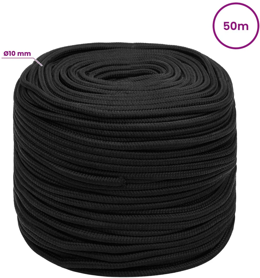 Daugiafunkcinė buitinė virvė 10 mm 50 m Juoda PP