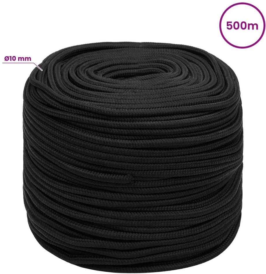 Daugiafunkcinė buitinė virvė 10 mm 500 m Juoda PP
