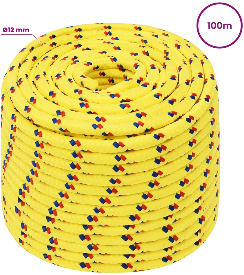 Daugiafunkcinė buitinė virvė 12 mm 100 m Geltona PP