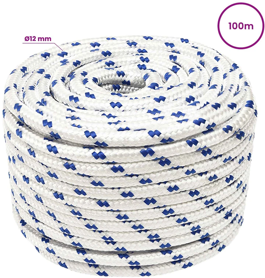 Daugiafunkcinė buitinė virvė 12 mm 100 m Balta ir mėlyna PP