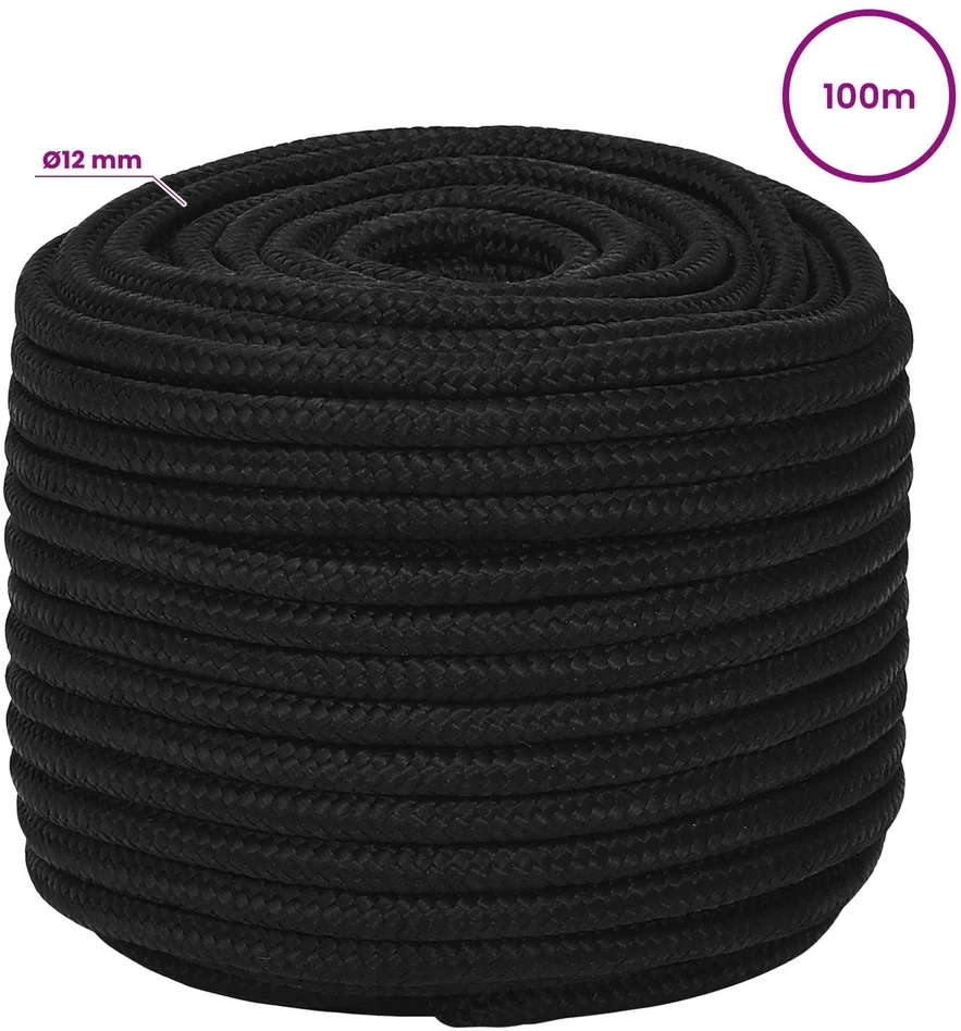 Daugiafunkcinė buitinė virvė 12 mm 100 m Juoda PP