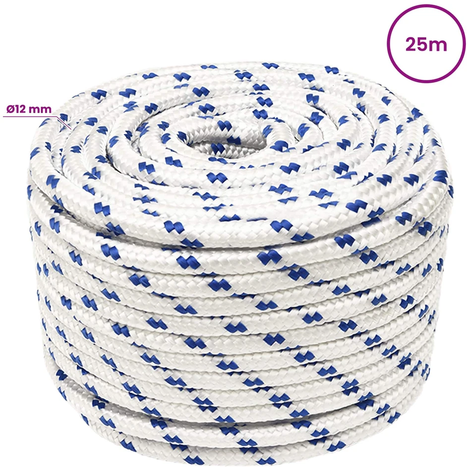 Daugiafunkcinė buitinė virvė 12 mm 25 m Balta ir mėlyna PP