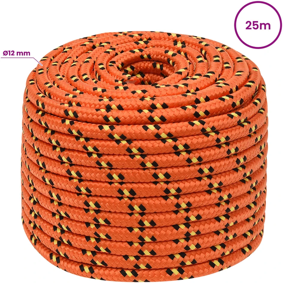 Daugiafunkcinė buitinė virvė 12 mm 25 m Oranžinė PP