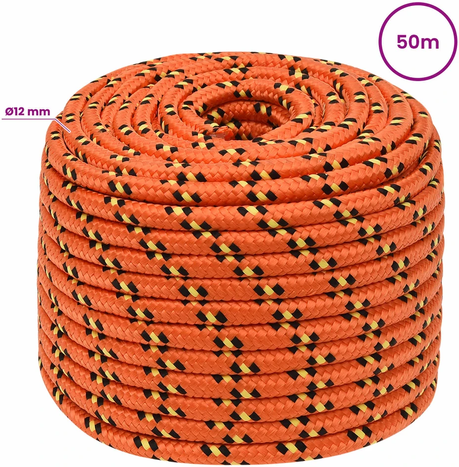 Daugiafunkcinė buitinė virvė 12 mm 50 m Oranžinė PP