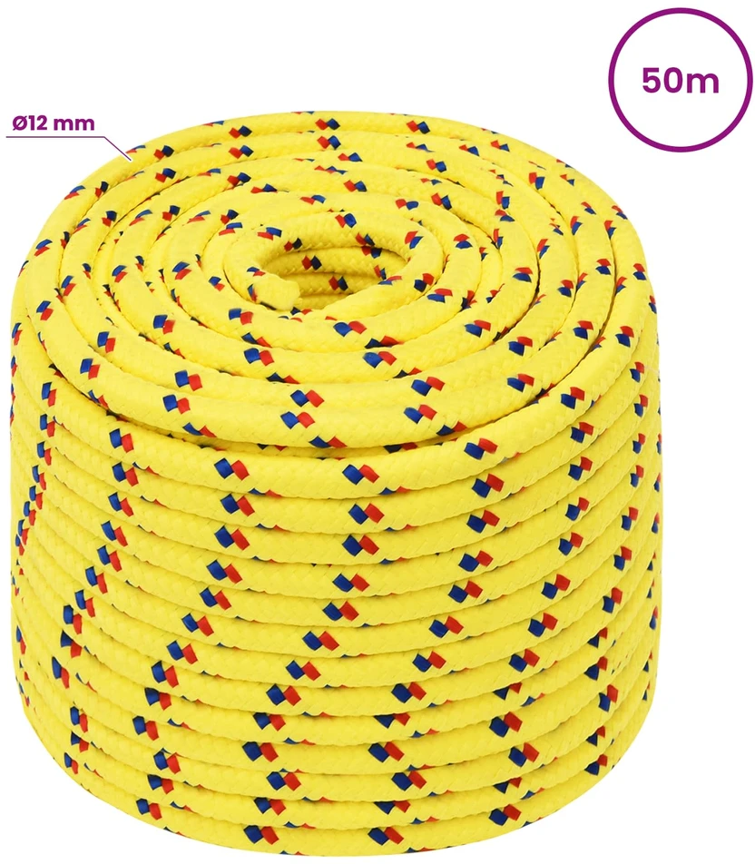 Daugiafunkcinė buitinė virvė 12 mm 50 m Geltona PP
