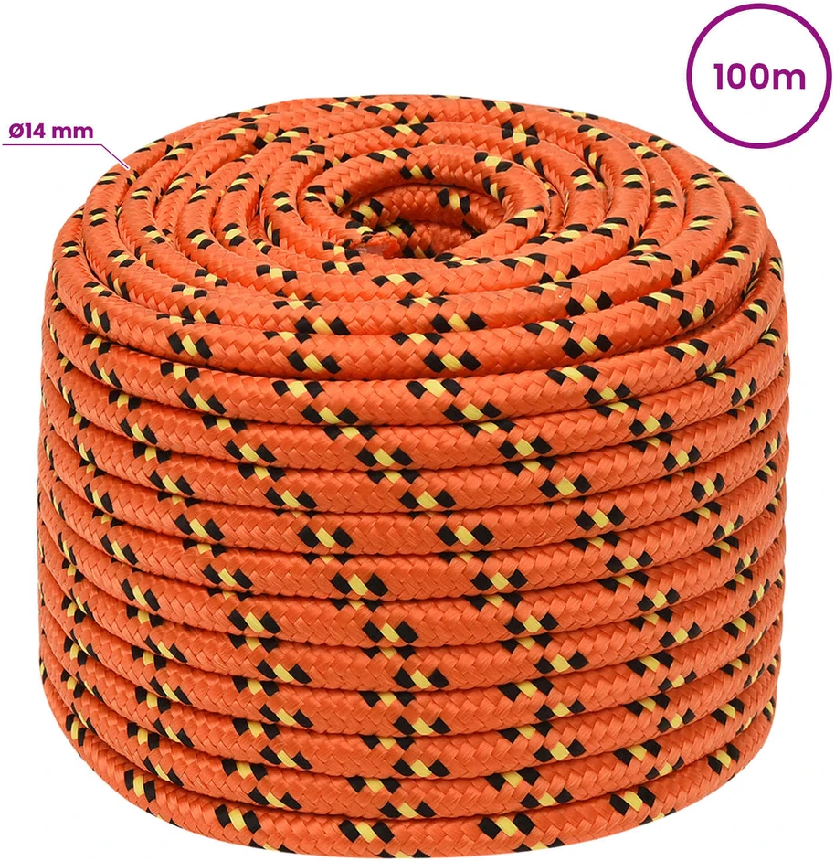 Daugiafunkcinė buitinė virvė 14 mm 100 m Oranžinė PP