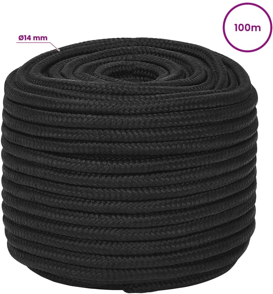 Daugiafunkcinė buitinė virvė 14 mm 100 m Juoda PP