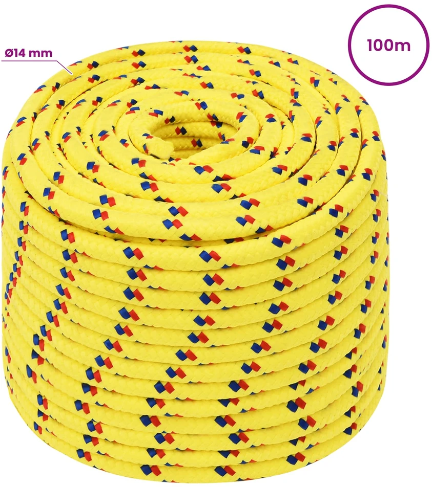 Daugiafunkcinė buitinė virvė 14 mm 100 m Geltona PP