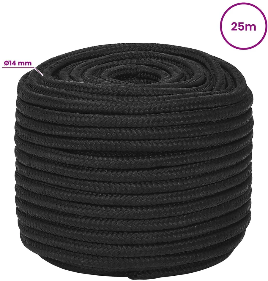 Daugiafunkcinė buitinė virvė 14 mm 25 m Juoda PP