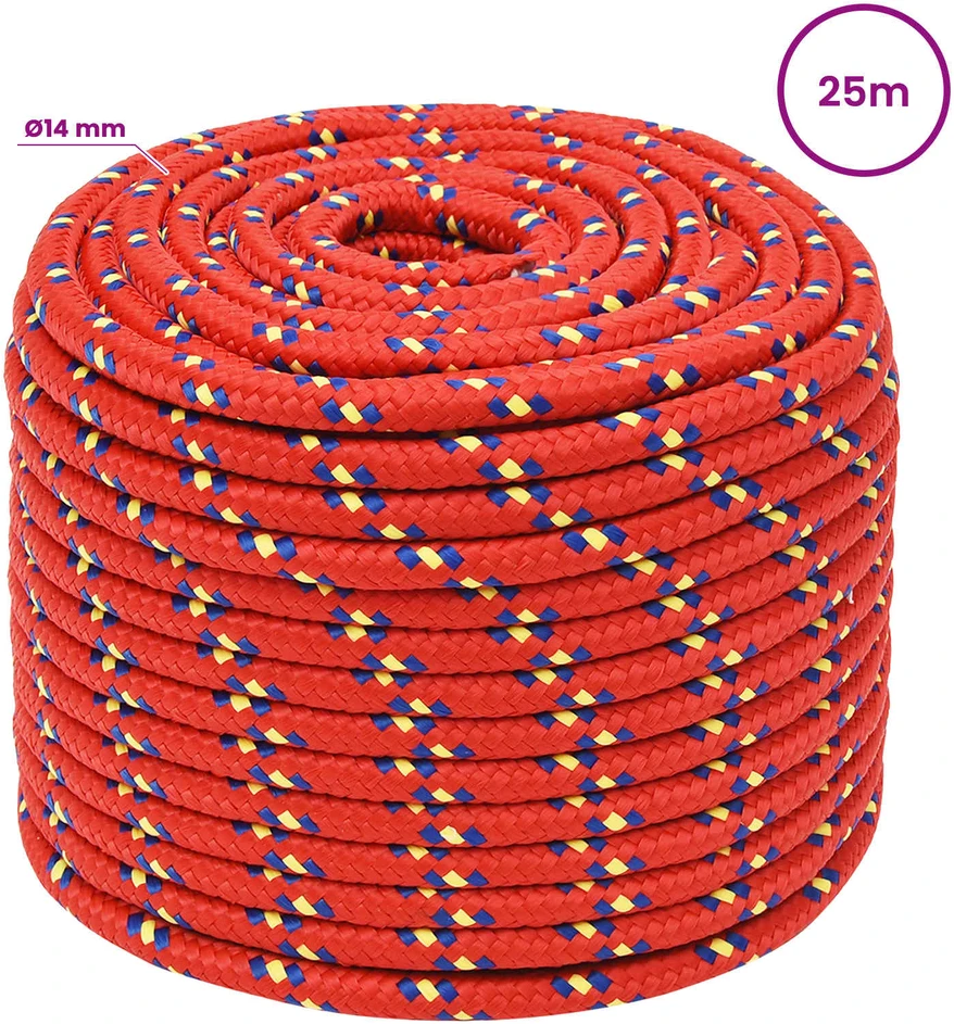 Daugiafunkcinė buitinė virvė 14 mm 25 m Raudona PP