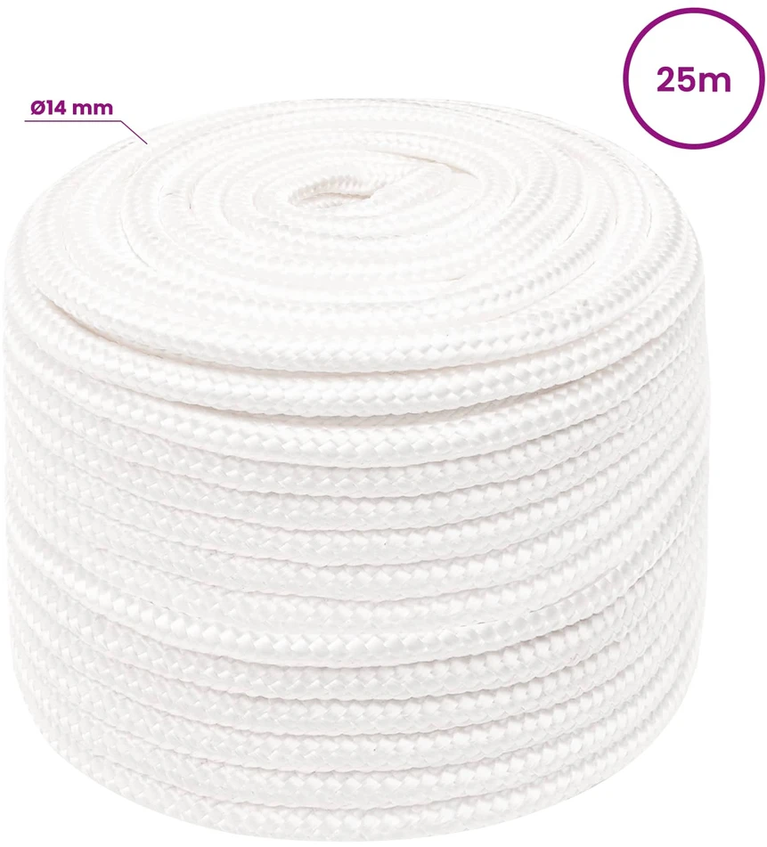 Daugiafunkcinė buitinė virvė 14 mm 25 m Balta PP