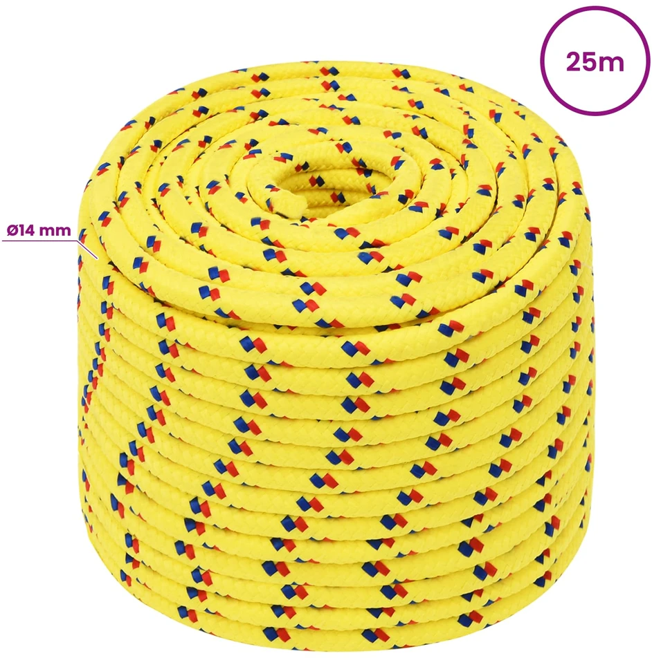Daugiafunkcinė buitinė virvė 14 mm 25 m Geltona PP