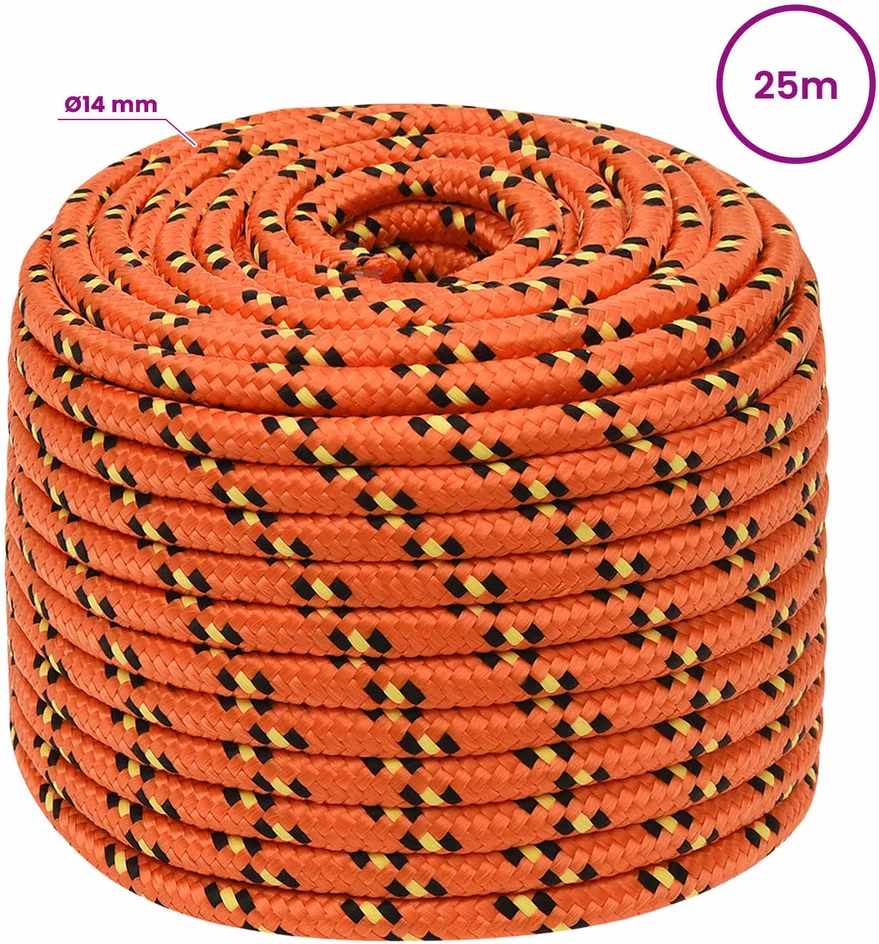 Daugiafunkcinė buitinė virvė 14 mm 25 m Oranžinė PP