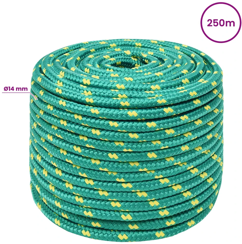 Daugiafunkcinė buitinė virvė 14 mm 250 m Žalia PP